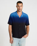 Express Men's Dip Dye Rayon Short Sleeve Shirt in Blue
