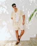 Express Men's Waffle Textured Cotton Short Sleeve Shirt in Vs Ivory