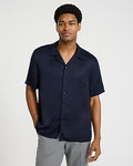 Express Men's Solid Short Sleeve Resort Shirt in Blue Small
