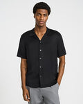 Express Men's Solid Short Sleeve Resort Shirt in Black Small