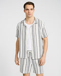 Express Men's Textured Striped Cotton-Blend Short Sleeve Shirt in White Small