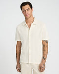 Express Men's Textured Chevron Short Sleeve Shirt in White Small