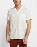 Express Men's Solid Rayon Short Sleeve Shirt in Chalk