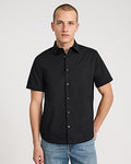 Express Men's Slim Short Sleeve Cotton Stretch 1Mx Dress Shirt in Black Small