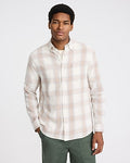 Express Men's Plaid Patch Pocket Stretch Flannel Shirt in White Small