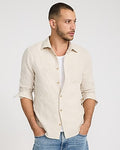 Express Men's Waffle Textured Floral Cotton Shirt in Warm Ivory