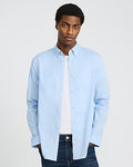 Express Men's Regular Solid Cotton-Blend Long Sleeve Shirt in Skylight Blue