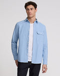Express Men's Buttoned Pocket Cotton Soft Wash Shirt in Glacier Blue