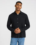 Express Men's Textured Waffle Cotton Shirt in Black Small