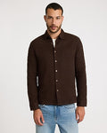 Express Men's Textured Waffle Cotton Shirt in Brown Small