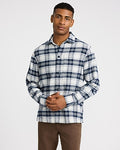 Express Men's Plaid Cotton Double Pocket Shirt in Blue Small
