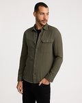 Express Men's Grid Plaid Double Weave Shirt in Dark Green