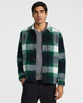 Express Men's Plaid Double Patch Pocket Flannel Shirt Jacket in Green Small