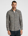 Express Men's Grid Plaid Cotton Patch Pocket Flannel Shirt in Espresso