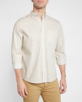 Express Men's Slim Abstract Stretch Cotton Shirt in Warm Ivory