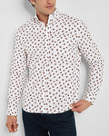 Express Men's Slim Floral Stretch Cotton Shirt in White