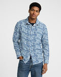 Express Men's Textured Plaid Long Sleeve Shirt in Chill Blue