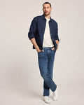 Express Men's Denim Dark Wash Double Patch Pocket Shirt Jacket in Blue Small