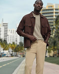 Express Men's Cotton Double Pocket Button Front Barn Jacket in Brown Small