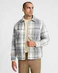 Express Men's Plaid Double Patch Pocket Shirt Jacket in White Small
