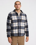 Express Men's Plaid Double Patch Pocket Shirt Jacket in Classic Navy