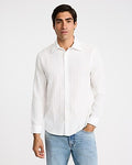 Express Men's Textured Long Sleeve Shirt in Chalk