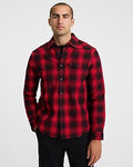 Express Men's Western Plaid Cotton Double Pocket Flannel Shirt in Red Small