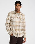 Express Men's Plaid Double Button Pocket Sweater Flannel Shirt in White Small