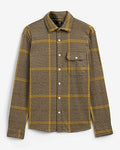 Express Men's Geo Plaid Button Pocket Sweater Flannel Shirt in Espresso