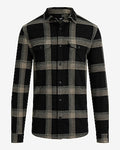 Express Men's Large Plaid Flannel Shirt in Jet Black