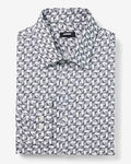 Express Men's Slim Tile Geo Stretch 1Mx Dress Shirt in Gray Pearl