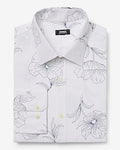 Express Men's Slim Floral Outline Wrinkle-Resistant Everyday Performance Dress Shirt in White