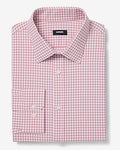 Express Men's Extra Slim Plaid Wrinkle-Resistant Everyday Performance Dress Shirt in Wild Poppy Atlas