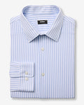 Express Men's Slim Striped Stretch Modern Tech 1Mx Dress Shirt in French Blue