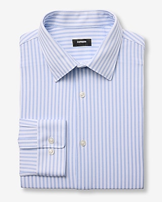 Express Men's Slim Striped Stretch Modern Tech 1Mx Dress Shirt in French Blue