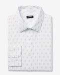Express Men's Slim Diamond Geo Print Wrinkle-Resistant Everyday Performance Dress Shirt in French Blue