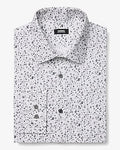 Express Men's Slim Printed Wrinkle-Resistant Everyday Performance Dress Shirt in White