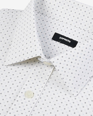 Express Men's Extra Slim Mini Dot Geo Wrinkle-Resistant Everyday Performance Dress Shirt in White
