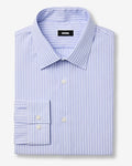 Express Men's Slim Multi Striped Long Sleeve Non-Iron Dress Shirt in Blue Small