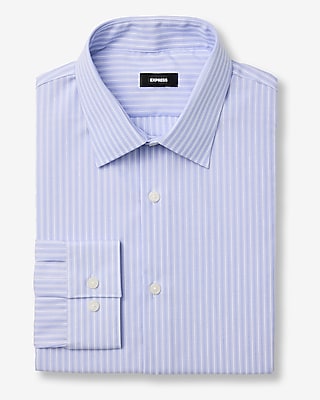 Express Men's Slim Multi Striped Long Sleeve Non-Iron Dress Shirt in Blue Small