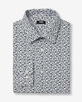 Express Men's Slim Ditzy Floral Cotton Stretch 1Mx Dress Shirt in B&w Print
