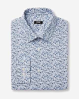 Express Men's Slim Ditzy Floral Cotton Stretch 1Mx Dress Shirt Small