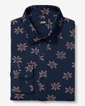 Express Men's Slim Floral Wrinkle-Resistant Everyday Performance Dress Shirt in Navy