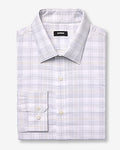 Express Men's Slim Plaid Wrinkle-Resistant Everyday Performance Dress Shirt in White Small