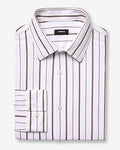 Express Men's Slim Striped Stretch Modern Tech 1Mx Dress Shirt in Brown Small