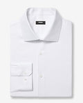 Express Men's Slim Textured Print Spread Collar Cotton Stretch 1Mx Dress Shirt in White