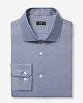 Express Men's Slim Textured Print Spread Collar Cotton Stretch 1Mx Dress Shirt in Blue Small