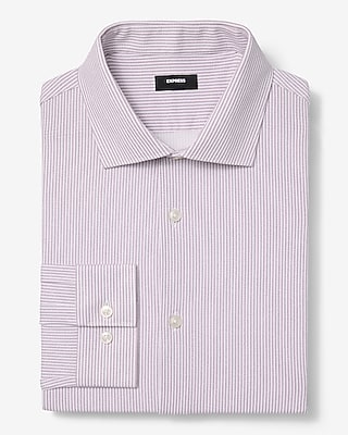 Express Men's Slim Striped Spread Collar 1Mx Dress Shirt in Red Small