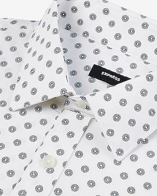 Express Men's Extra Slim Geo Wrinkle-Resistant Everyday Performance Dress Shirt in White