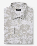 Express Men's Slim Floral Wrinkle-Resistant Everyday Performance Dress Shirt in White Small